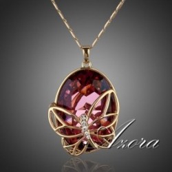 Red Magma Swarovski Element Crystal Butterfly Pendant Necklace
