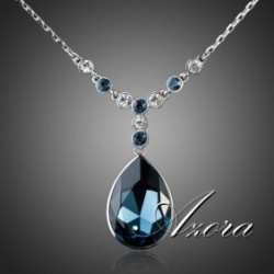 Big Irregular Shape Ink Blue Swarovski Element Crystal Pendant Jewelry Necklace