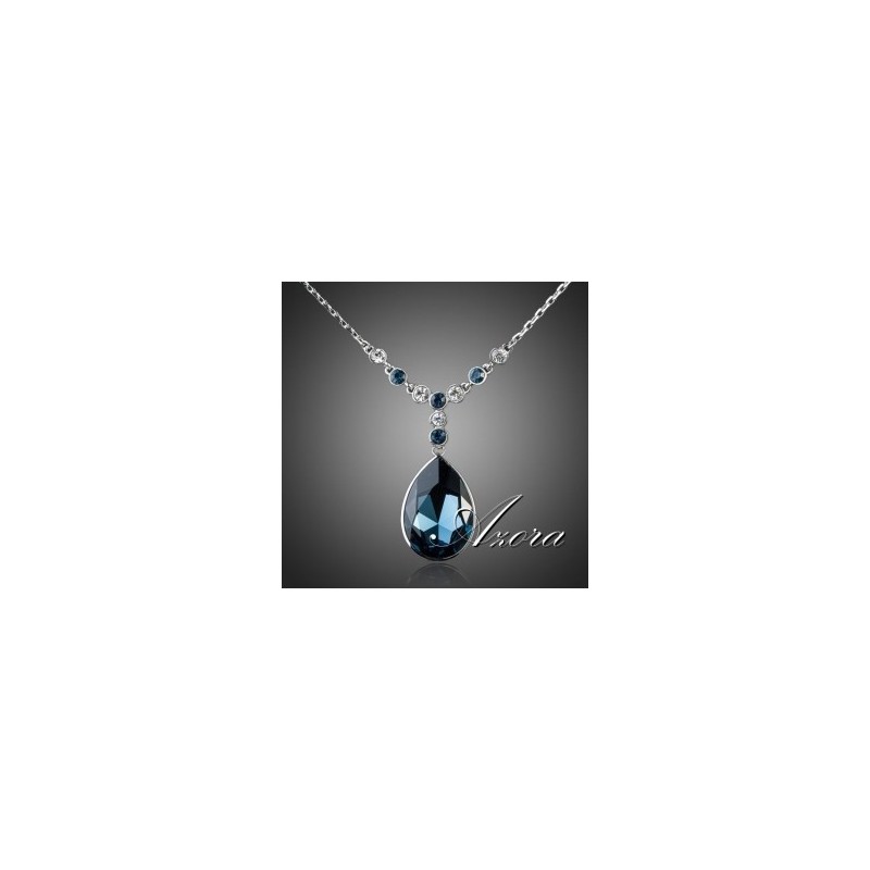 Big Irregular Shape Ink Blue Swarovski Element Crystal Pendant Jewelry Necklace